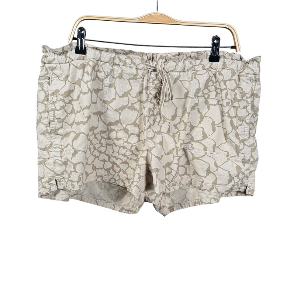 The North Face Womens XL Drawstring Hiking Shorts Tan Abstract Pull On Stretch